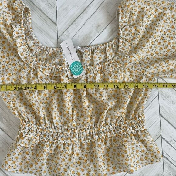 Lush Tayla Smocked Puff Sleeve Crop Blouse size Small - Picture 6 of 8